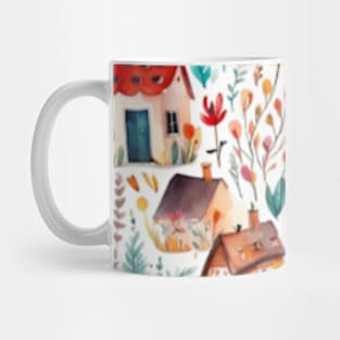 colorful village houses pattern Mug